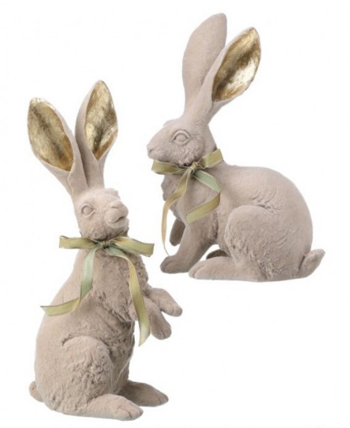 Taupe Flock Bunny with Bow