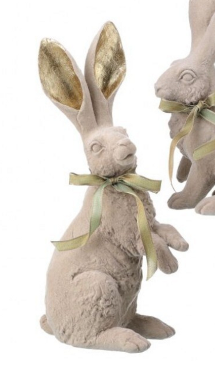 Taupe Flock Bunny with Bow