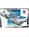 The Art of Pete Teumer Midwest Firebirds T-Shirt 1969 Trans AM Blue