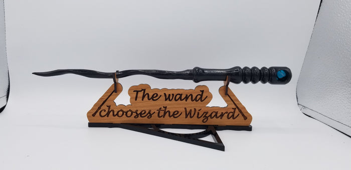 The wand chooses the wizard Cherry wood wand stand with deathly Hallows base - Altered Goods