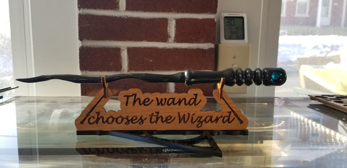 The wand chooses the wizard Cherry wood wand stand with deathly Hallows base - Altered Goods
