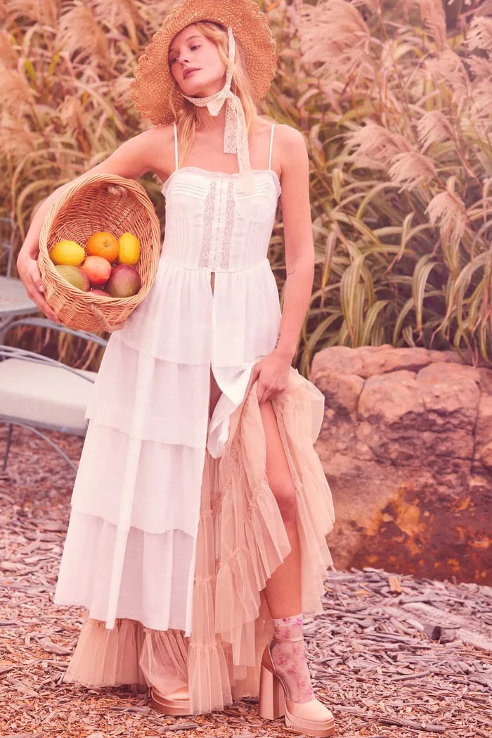 True Romance Pleated Tiered Ruffle Maxi Top - ShopPromesa