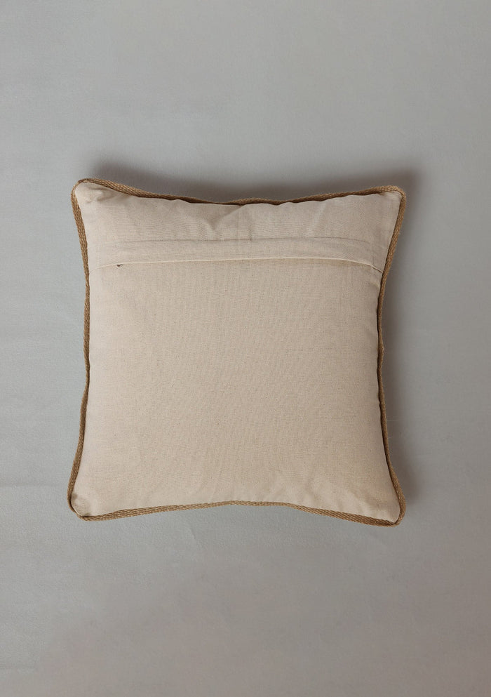 Valli Green & Gold | Gold Embroidered Floral |100% Cotton Cushion Cover For Sofa
