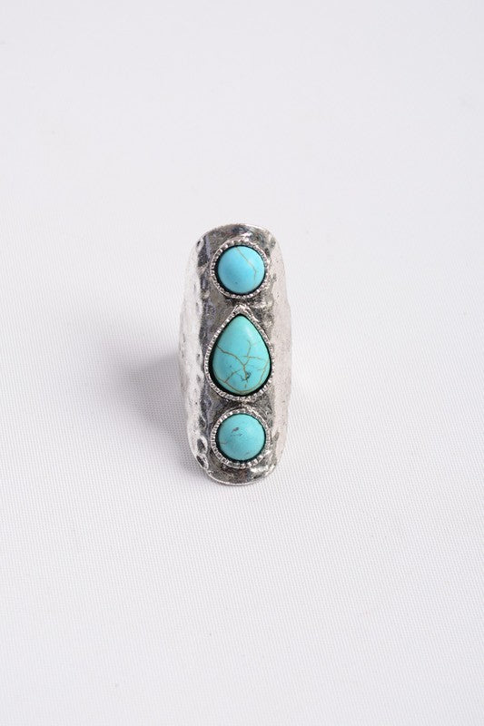 Waterfall Droplet Turquoise Stone Silver Ring