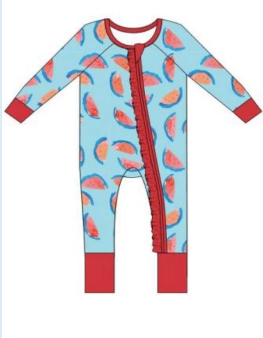 Watermelon Zipper Onesie