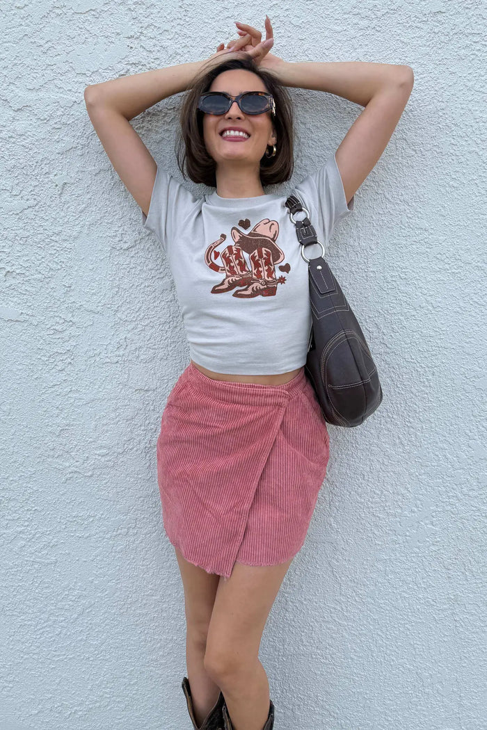 Western Hearts Cropped Graphic Baby Tee - ShopPromesa