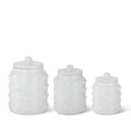 White Ceramic Raised Dot Lidded Containers