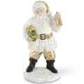 White & Gold Resin Santa with Package & Bell