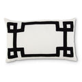 White Linen Pillow with Black Geometric Pattern