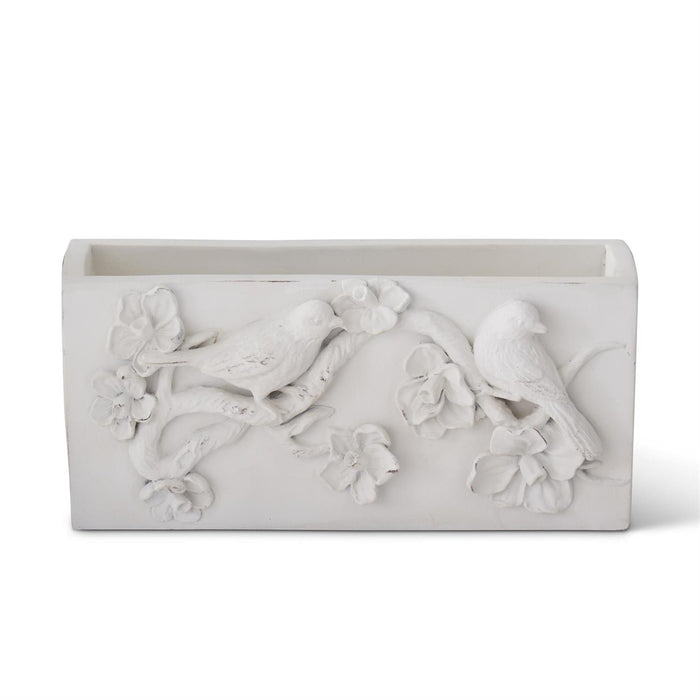 White Resin Rectangular Bird Container