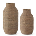 Woven Grass & Wood Vase