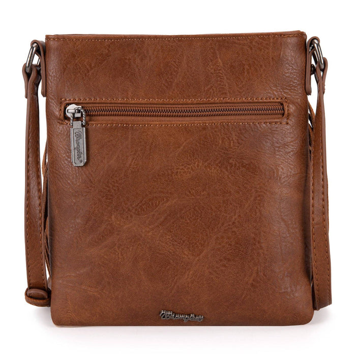 Wrangler Leather Fringe Jean Denim Pocket Crossbody