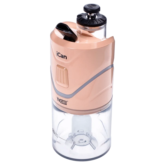 Front view of the Yocan iCan Kit – Peach, showing a peach-colored vaping device with a sleek, modern design.