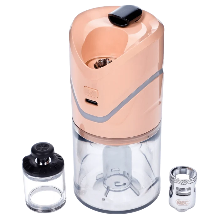A slightly angled view of the Yocan iCan Kit – Peach, showcasing the device’s components against a plain white background.