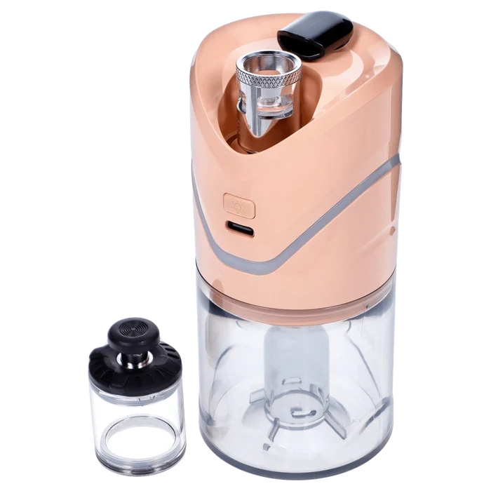 A front view of the Yocan iCan Kit – Peach, showcasing its sleek, clear body and metallic accents against a plain white backdrop.