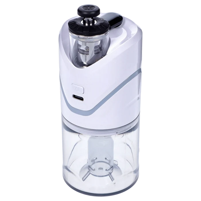 Front view of the white Yocan iCan Kit, displaying its compact, cylindrical design and clear, visible components.