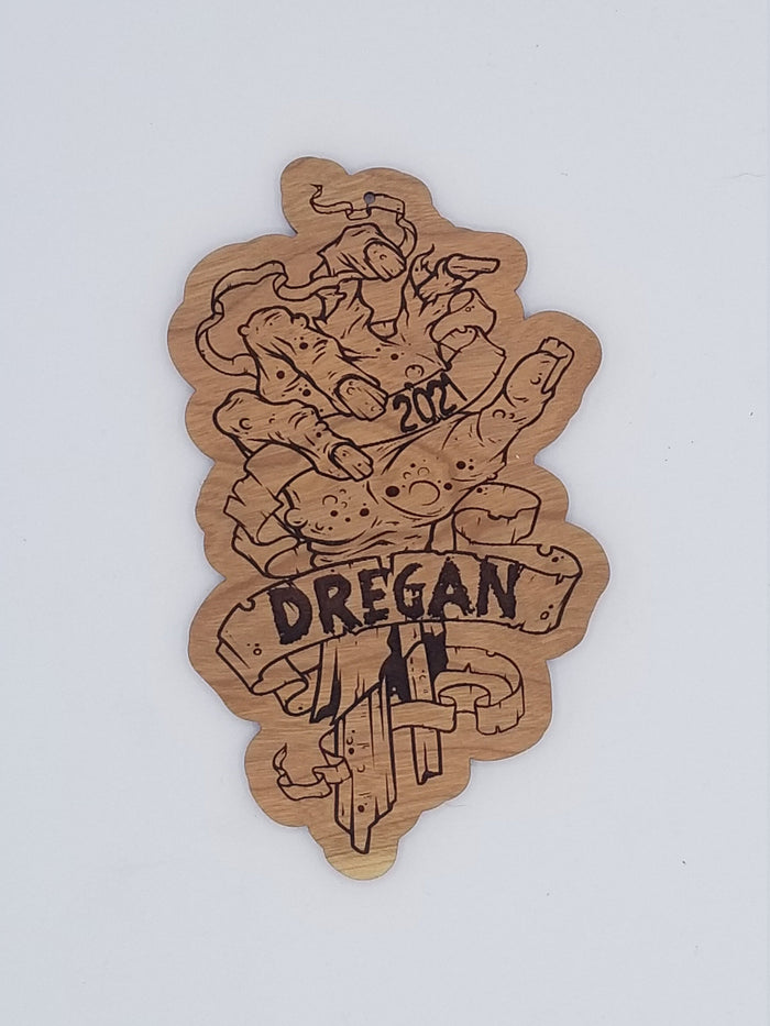 Zombie hand personalized name ornament